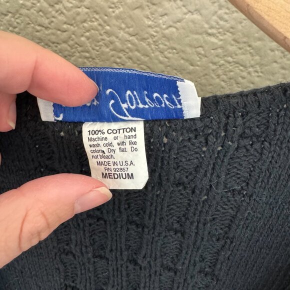 Vintage Navy Knit Sweater Vest with Shell Buttons - Picture 4 of 6